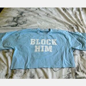Blue And White Cropped tee Med